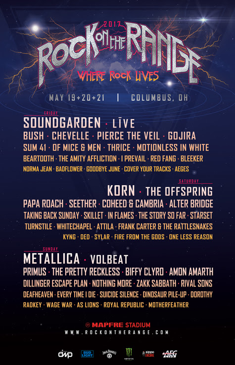 ROCK ON THE RANGE REVEALS DAILY BAND LINEUPS FOR SOLD OUT FESTIVAL MAY 19, 20 & 21