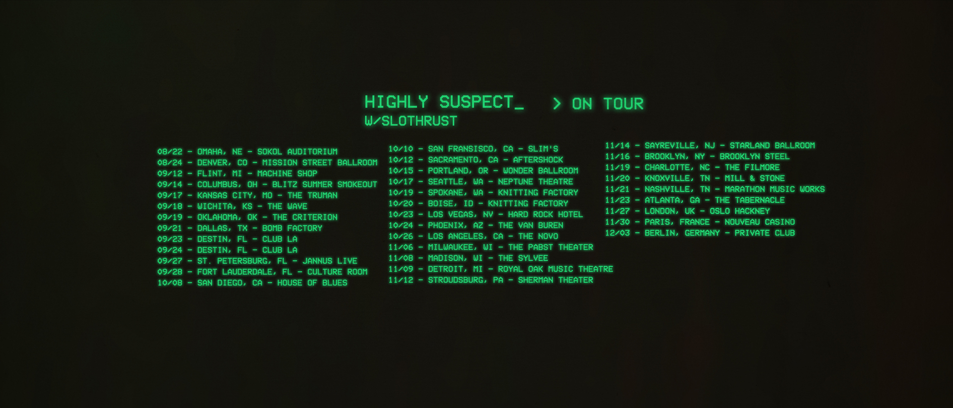 Highly Suspect Tour Dates
