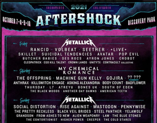 Aftershock 2021 Lineup Announced ft. Metallica, MCR, More Aftershock 2021