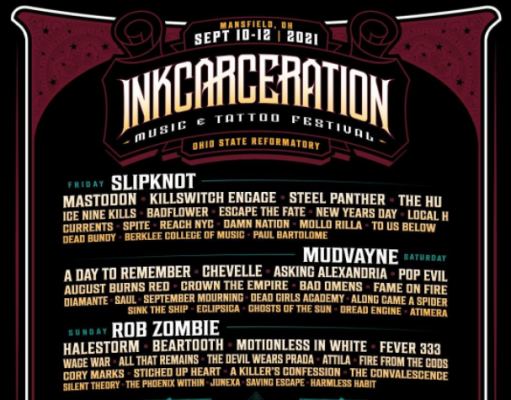 Inkcarceration 2021 Lineup Announced Ft. Slipknot, Mudvayne, More Inkcarceration 2021