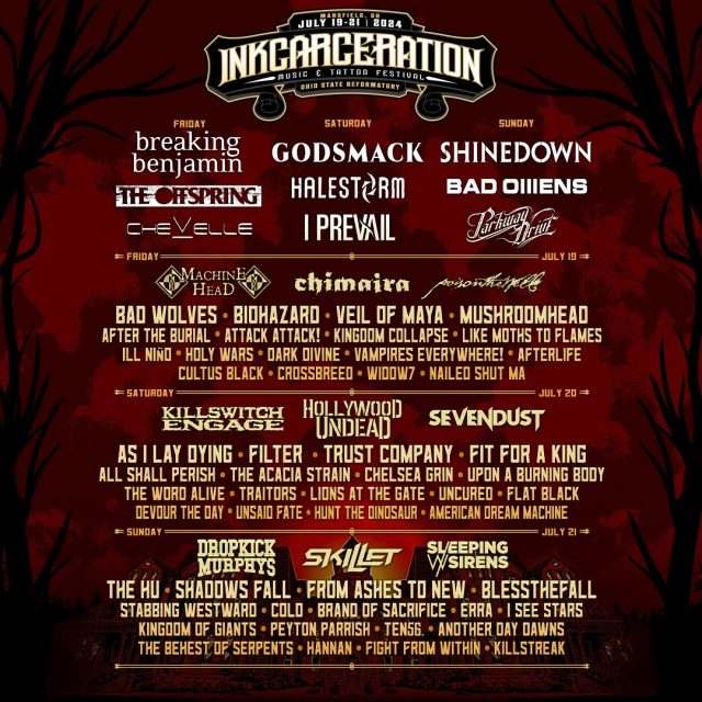 Inkcarceration Festival 2024 Lineup Announced ft. Shinedown, Breaking